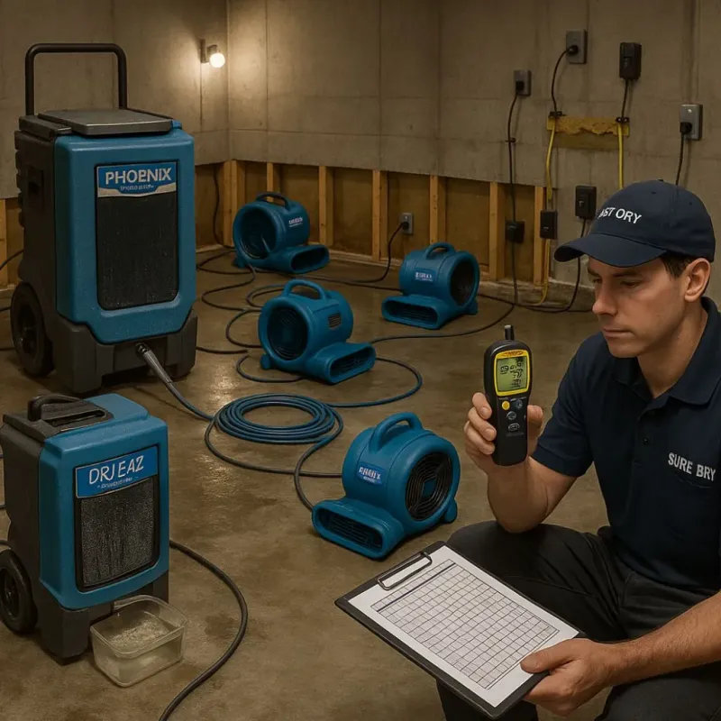 Structural Drying and Dehumidification process in Guilford County, NC